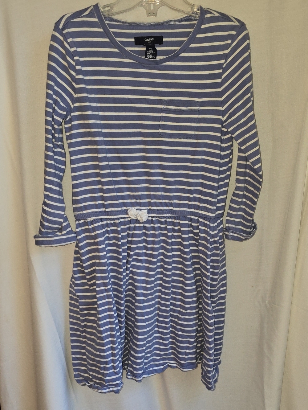 GAP Kids Girls Navy Blue and White Striped Knot-Waist Dress